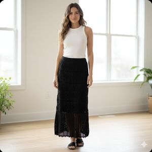 Crochet Maxi Black Skirt Size Medium From Feelings